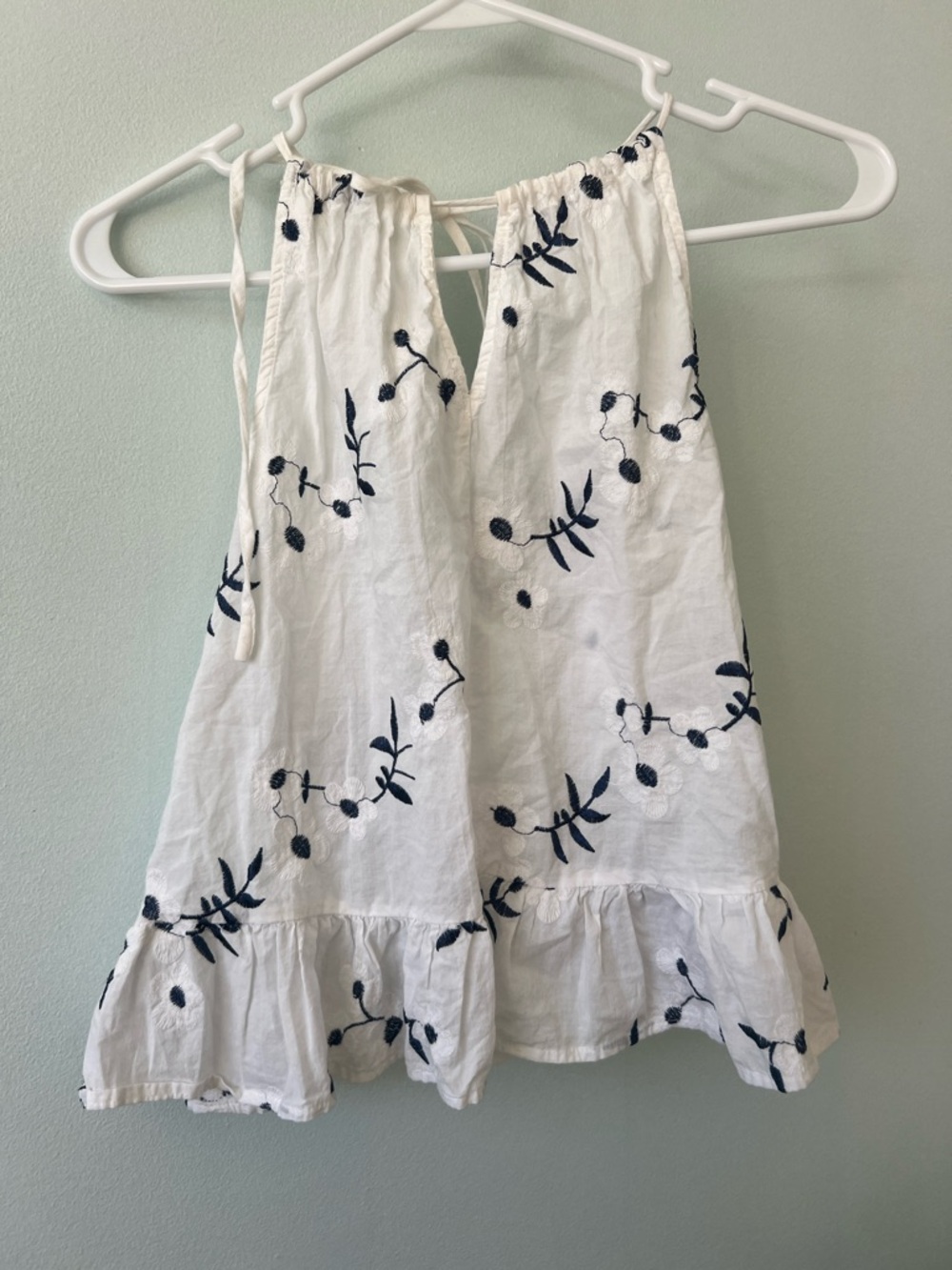 Caution To The Wind White Floral-Embroidered Halter Camisole